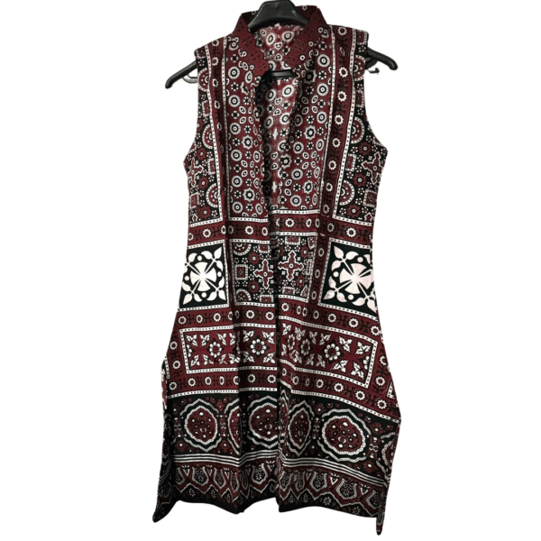 Ladies Ajrak Open Party Sleeveless Coat - Image 3